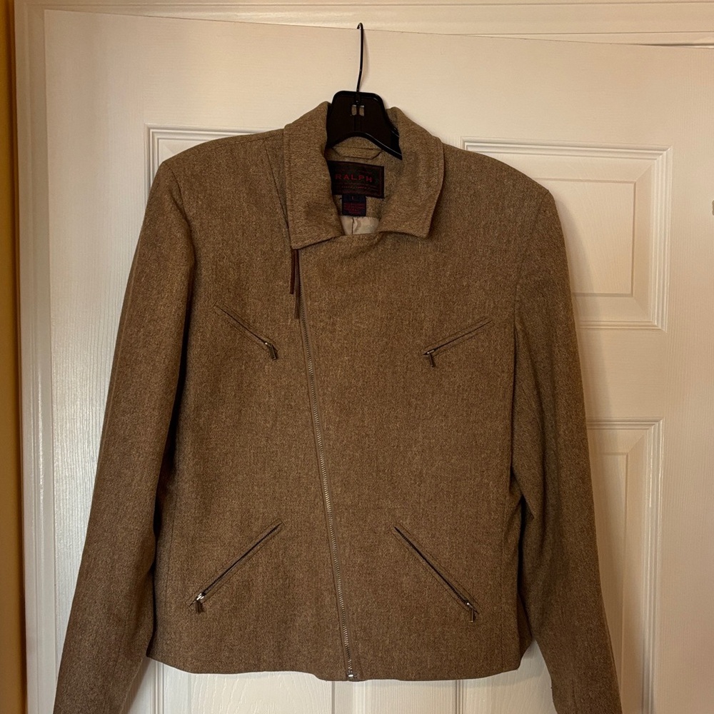 Ralph Lauren Tan Asymmetrical Zip Jacket